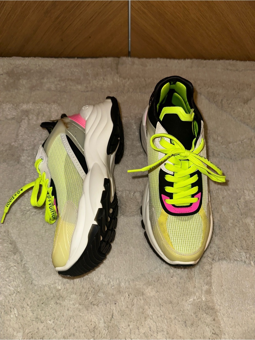 Louis Vuitton Neon Yellow and Pink Women's Runner 55 Sneakers